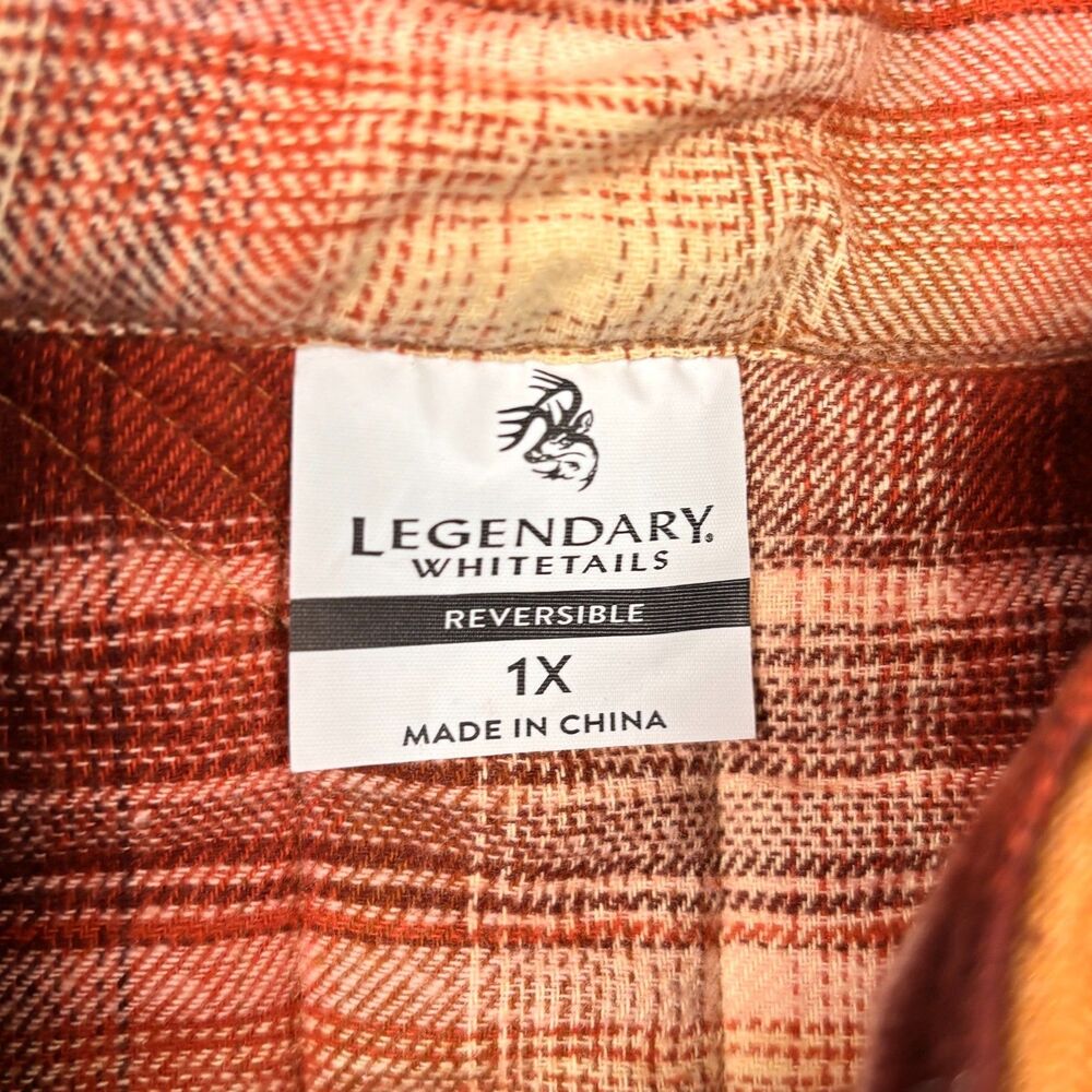 Legendary Whitetails Women's 1X Cedar Cabin Reversible Vest Brown Plaid - Picture 4 of 6